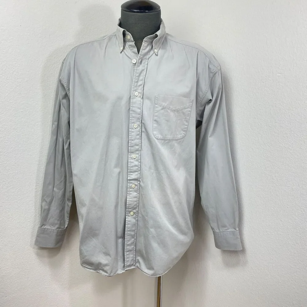 Banana Republic Gray Twill Cotton Mens Shirt Large Long Sleeves Button Down